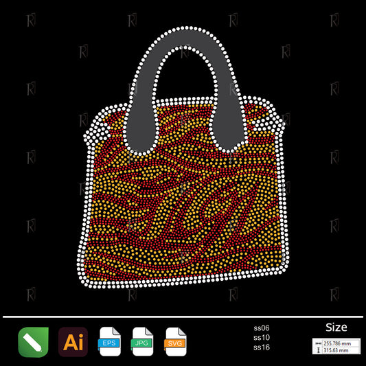 Golden Red Patterned Handbag Rhinestone – Premium Rhinestone Design by Rhinestone1