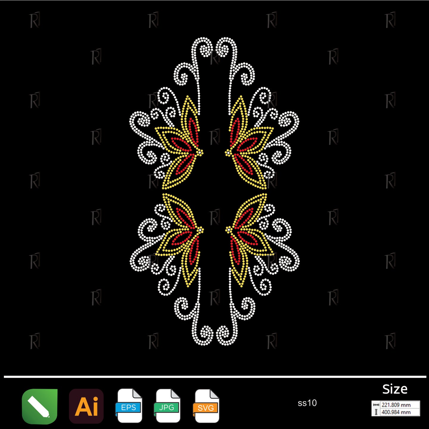 Twin Butterflies Rhinestone1 – Premium Rhinestone Design by Rhinestone1