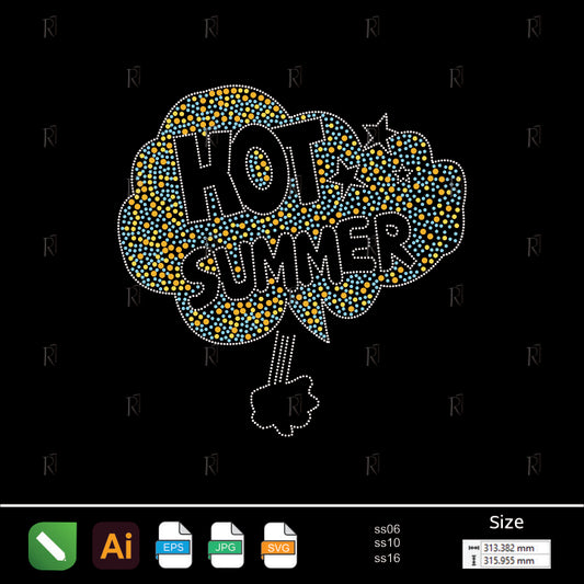 Hot Summer Rhinestone Quote – Premium Rhinestone Design by Rhinestone1