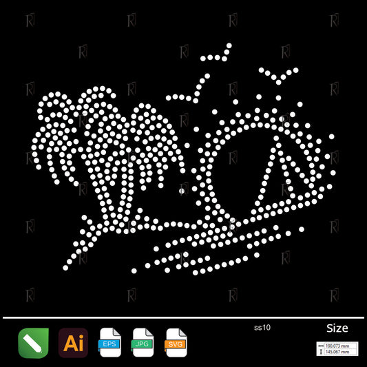 Tropical Sunset Peace Rhinestone Design – Premium Rhinestone Design by Rhinestone1