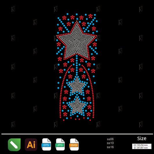 Triple Shooting Stars Rhinestone – Premium Rhinestone Design by Rhinestone1