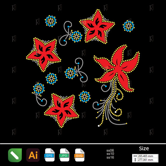 Blooming Stars Harmony – Premium Rhinestone Design by Rhinestone1