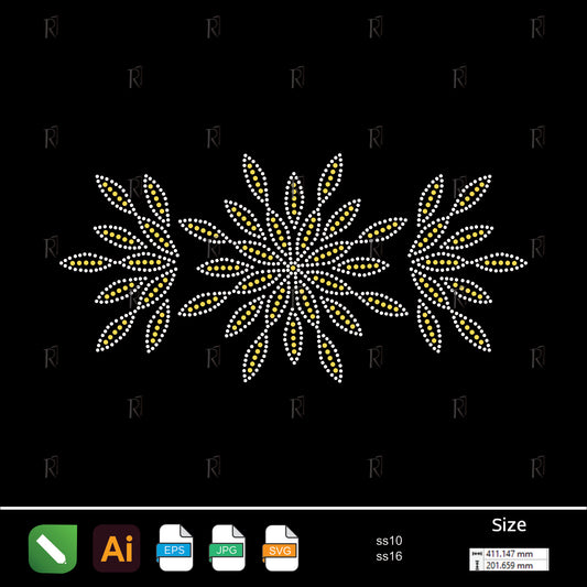 Triple Bloom Elegance Rhinestone – Premium Rhinestone Design by Rhinestone1
