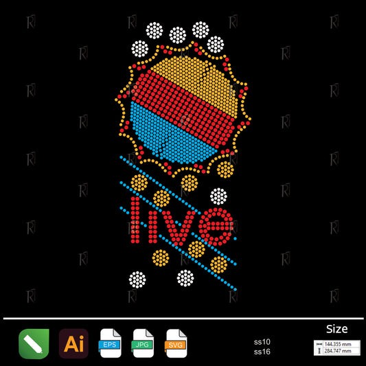 Colorful Sun Live Rhinestone – Premium Rhinestone Design by Rhinestone1