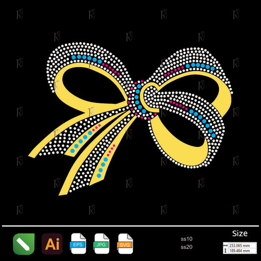 Colorful Ribbon Bow Rhinestone – Premium Rhinestone Design by Rhinestone1