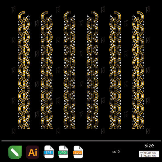 Linked Chain Border Rhinestone1 – Premium Rhinestone Design by Rhinestone1