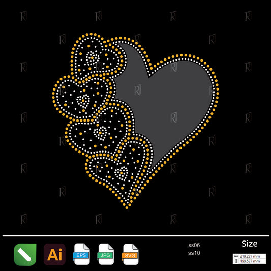 Layered Hearts Rhinestone1 – Premium Rhinestone Design by Rhinestone1
