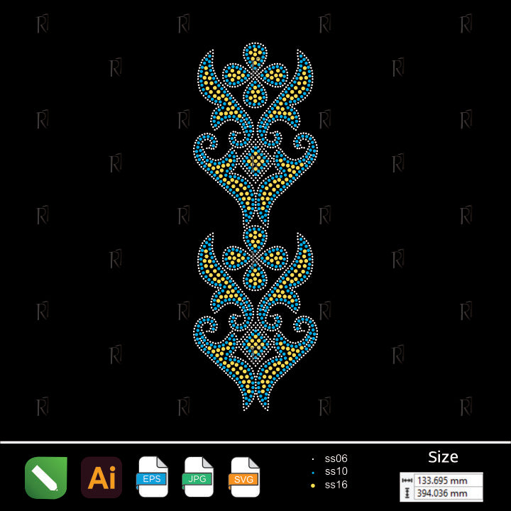 Royal Flourish Rhinestone Motif – Premium Rhinestone Design by Rhinestone1