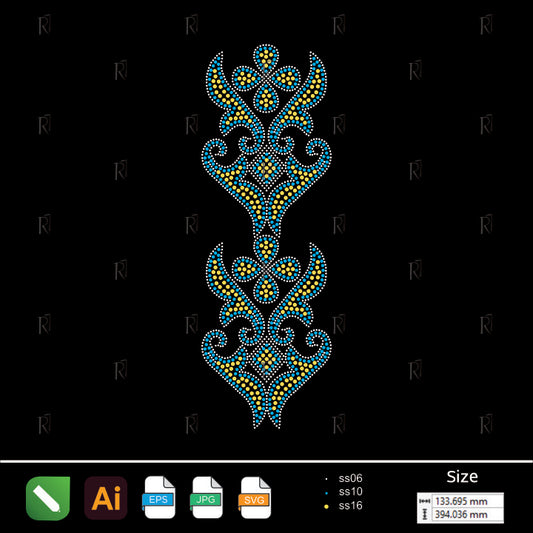 Royal Flourish Rhinestone Motif – Premium Rhinestone Design by Rhinestone1