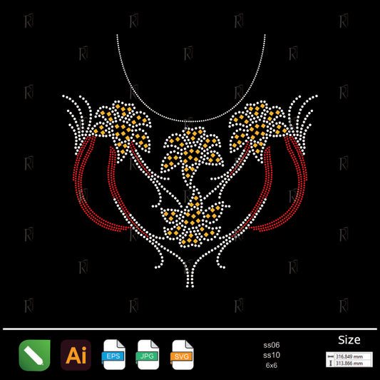 Golden Floral Arc Collar Rhinestone – Premium Rhinestone Design by Rhinestone1