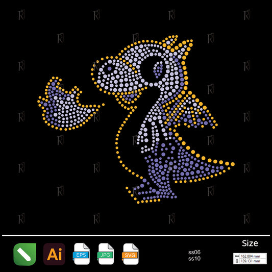 Cute Fire Dragon Rhinestone – Premium Rhinestone Design by Rhinestone1