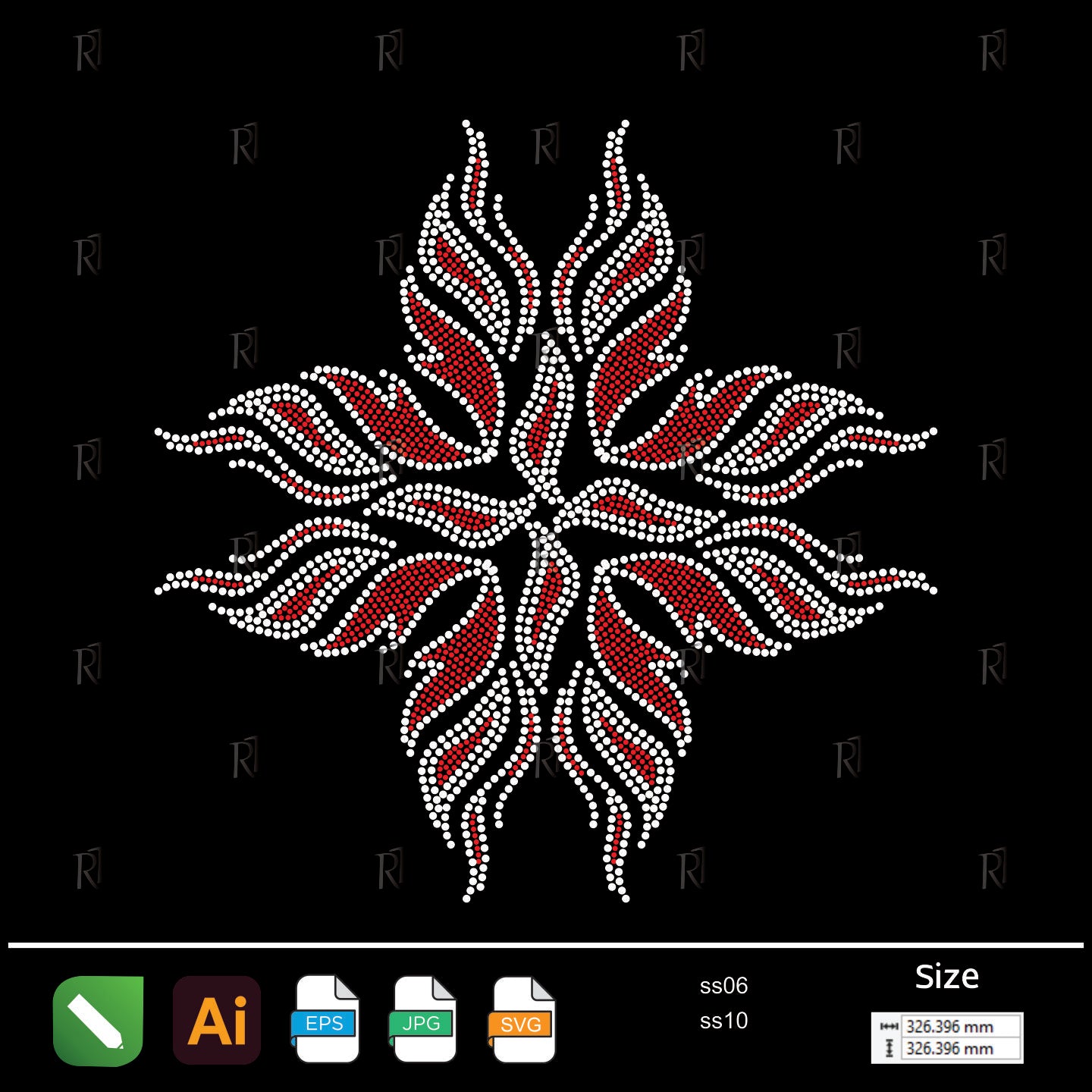 Fire Bloom Rhinestone Medallion – Premium Rhinestone Design by Rhinestone1