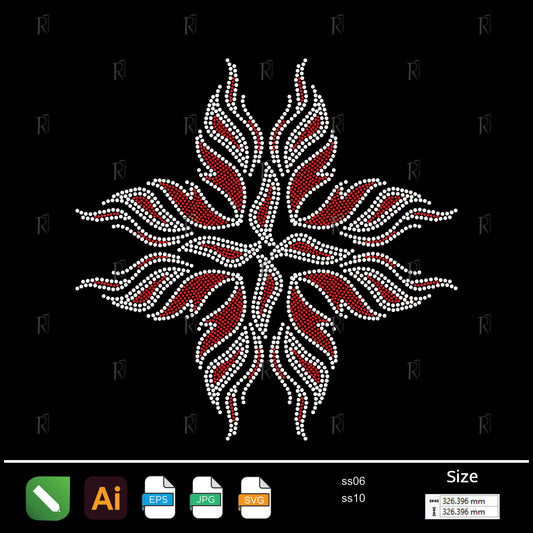 Fire Bloom Rhinestone Medallion – Premium Rhinestone Design by Rhinestone1
