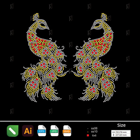 Elegant Twin Peacocks Rhinestone Design – Premium Rhinestone Design by Rhinestone1