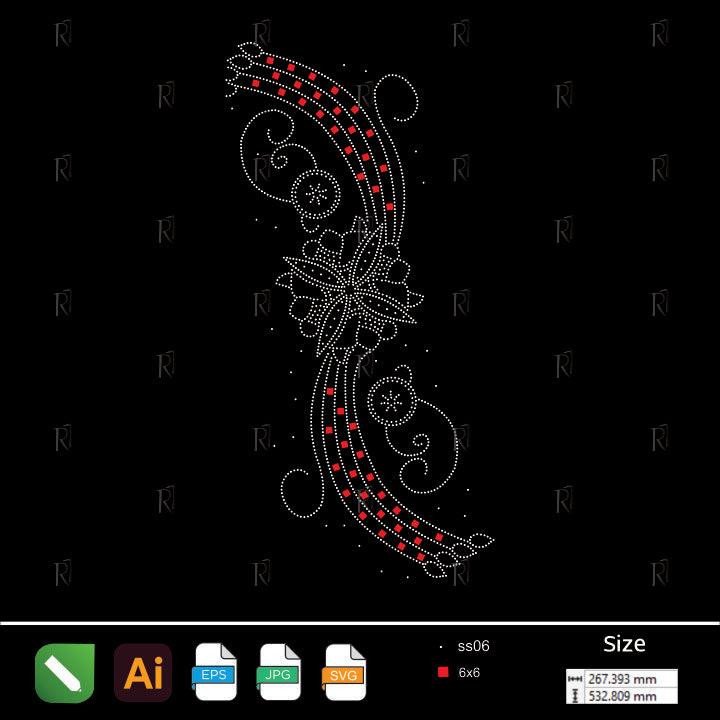 Elegant Swirl Floral Rhinestone Design – Premium Rhinestone Design by Rhinestone1