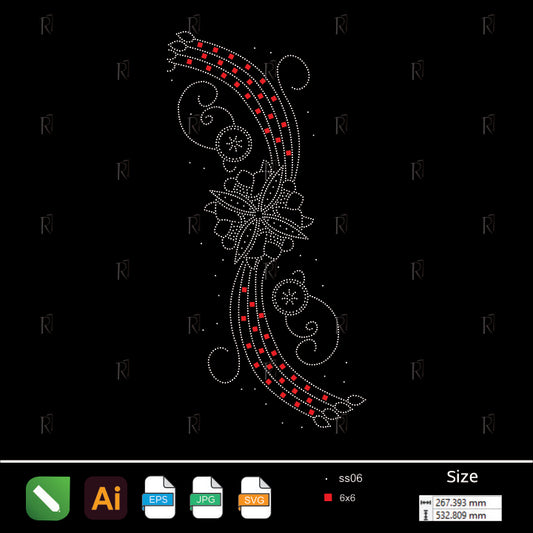 Elegant Swirl Floral Rhinestone Design – Premium Rhinestone Design by Rhinestone1