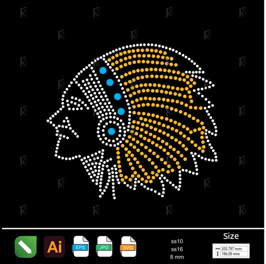 Tribal Chief Rhinestone Profile – Premium Rhinestone Design by Rhinestone1