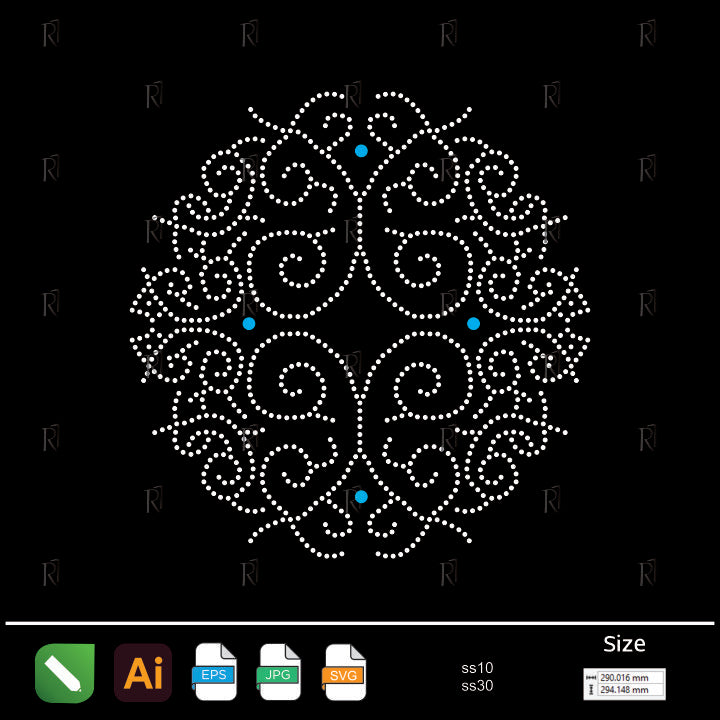 Royal Ornamental Rhinestone Medallion – Premium Rhinestone Design by Rhinestone1
