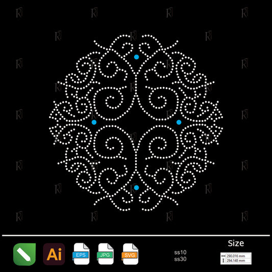 Royal Ornamental Rhinestone Medallion – Premium Rhinestone Design by Rhinestone1