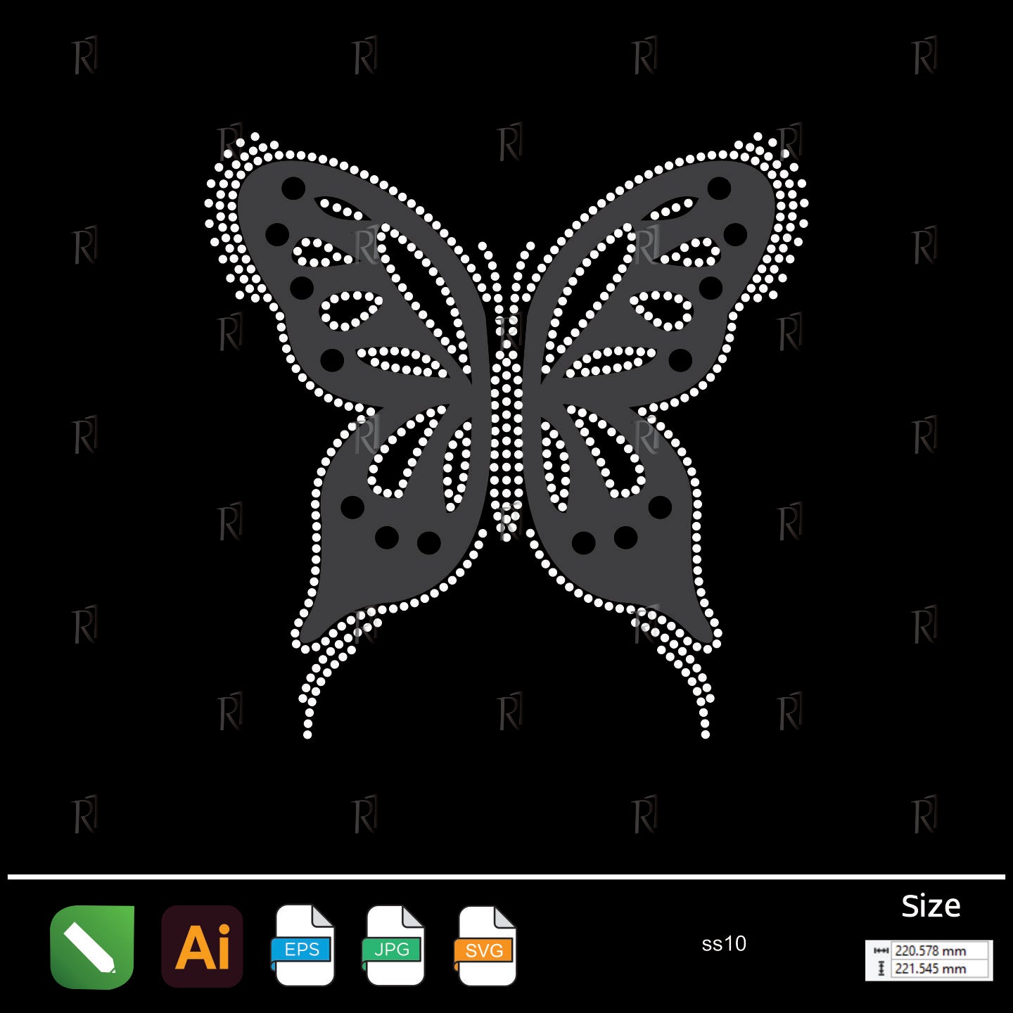 Elegant Butterfly Outline Rhinestone – Premium Rhinestone Design by Rhinestone1