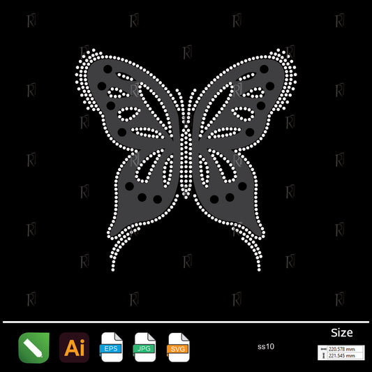 Elegant Butterfly Outline Rhinestone – Premium Rhinestone Design by Rhinestone1