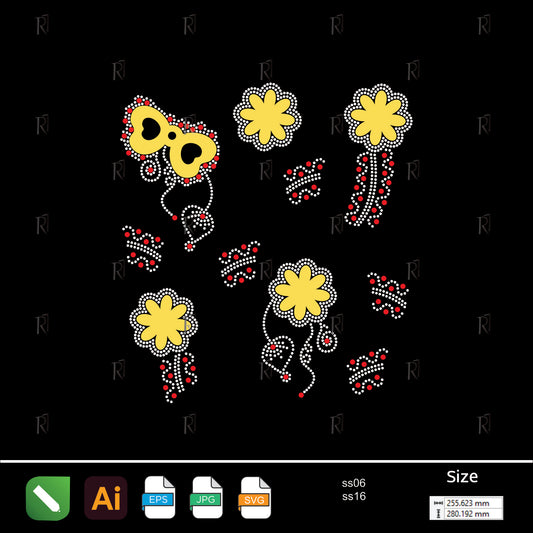 Sunny Petals Delight – Premium Rhinestone Design by Rhinestone1