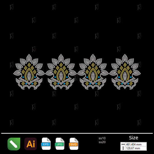 Golden Fleur Rhinestone Border – Premium Rhinestone Design by Rhinestone1