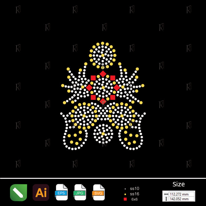 Classic Rhinestone Floral Element – Premium Rhinestone Design by Rhinestone1