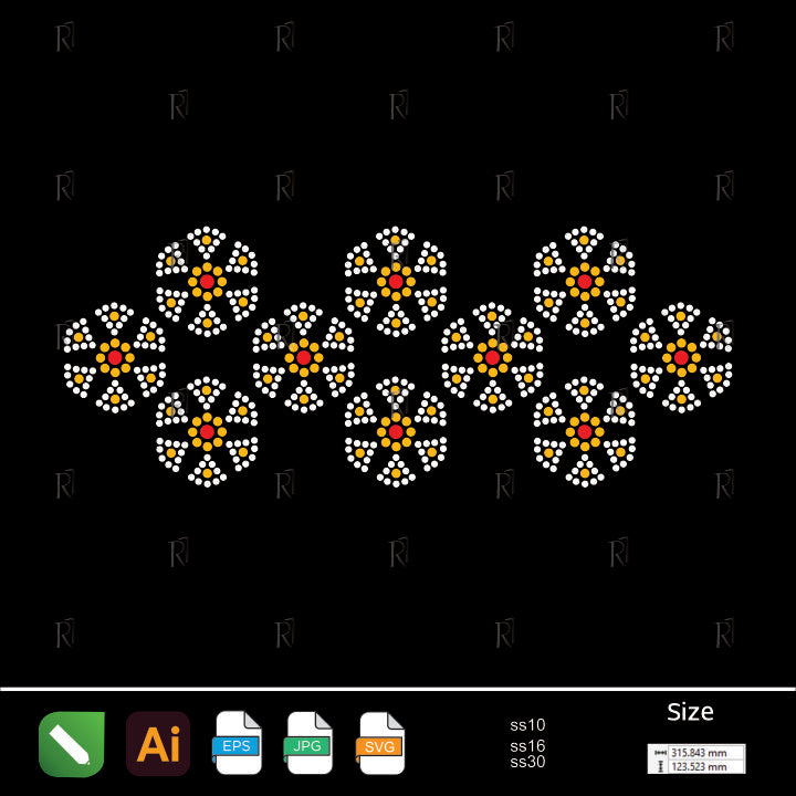 Amber Cluster Rhinestone Motif – Premium Rhinestone Design by Rhinestone1