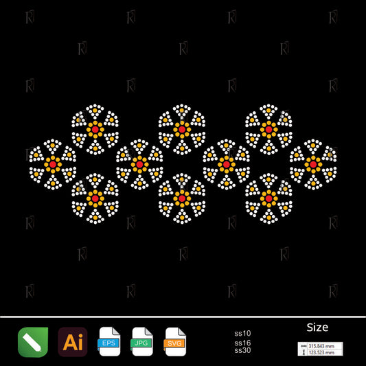 Amber Cluster Rhinestone Motif – Premium Rhinestone Design by Rhinestone1