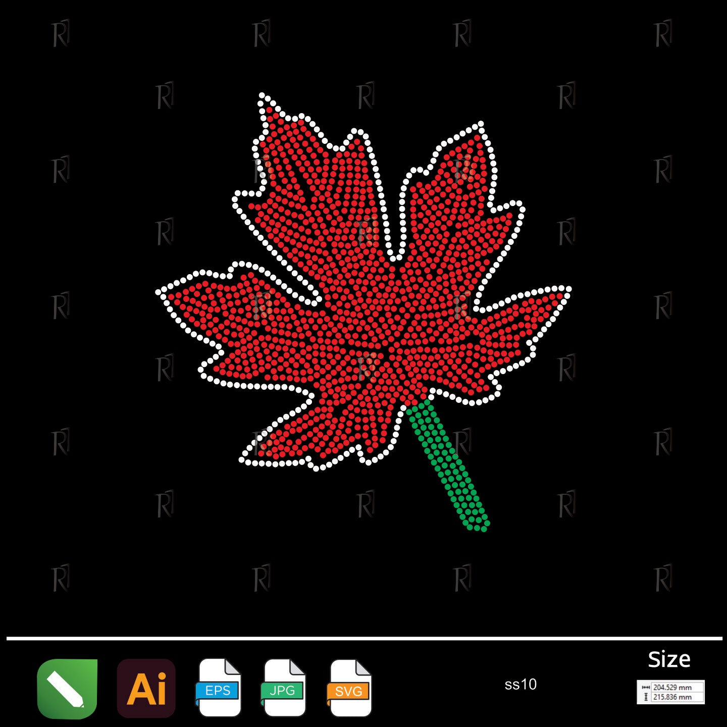 Maple Leaf Rhinestone – Premium Rhinestone Design by Rhinestone1
