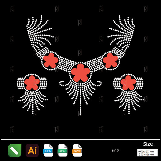 Red Blossom Drape Rhinestone – Premium Rhinestone Design by Rhinestone1