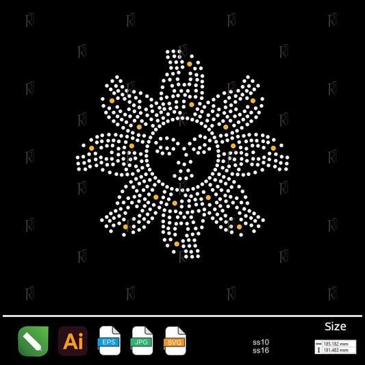 Sun Face Radiance Rhinestone – Premium Rhinestone Design by Rhinestone1