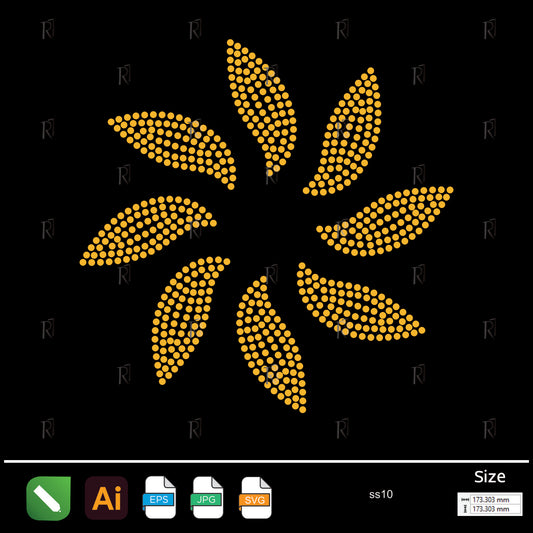 Golden Petal Sunburst Rhinestone – Premium Rhinestone Design by Rhinestone1
