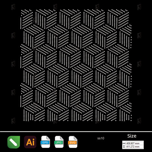 3D Cube Illusion Rhinestone Pattern – Premium Rhinestone Design by Rhinestone1