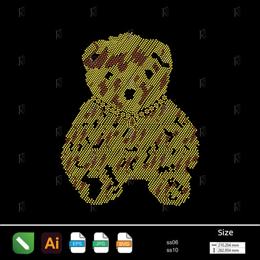 Golden Teddy Glow β Premium Rhinestone Design by Rhinestone1