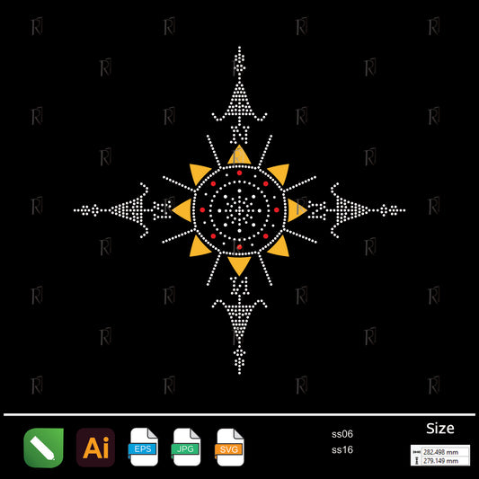 Tribal Sun Compass Rhinestone – Premium Rhinestone Design by Rhinestone1