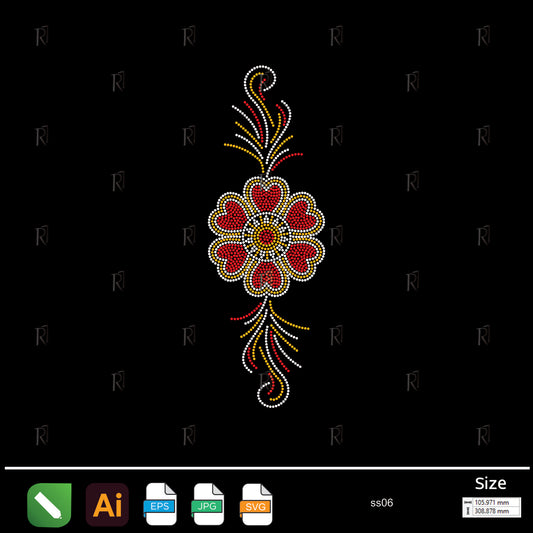 Flowing Heart Petal Rhinestone Flower – Premium Rhinestone Design by Rhinestone1