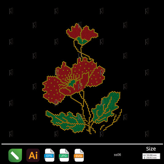 Bold Red Blossom Rhinestone – Premium Rhinestone Design by Rhinestone1