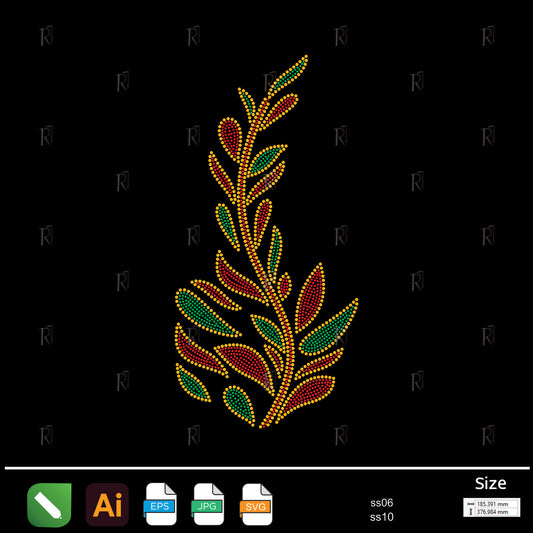 Elegant Leaf Branch Rhinestone – Premium Rhinestone Design by Rhinestone1
