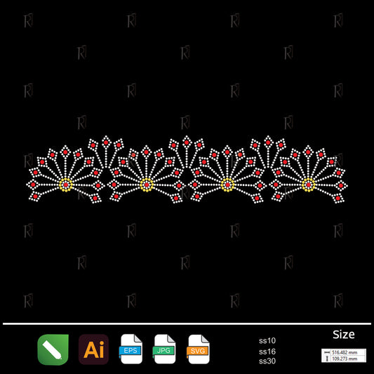 Radiant Bloom Border Rhinestone – Premium Rhinestone Design by Rhinestone1
