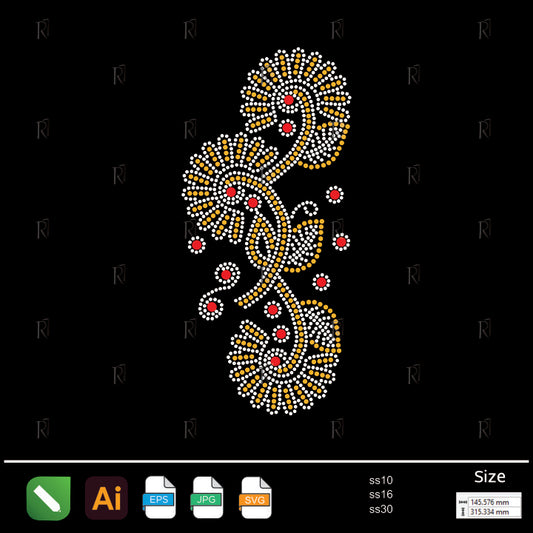Paisley Bloom Trail Rhinestone Design – Premium Rhinestone Design by Rhinestone1