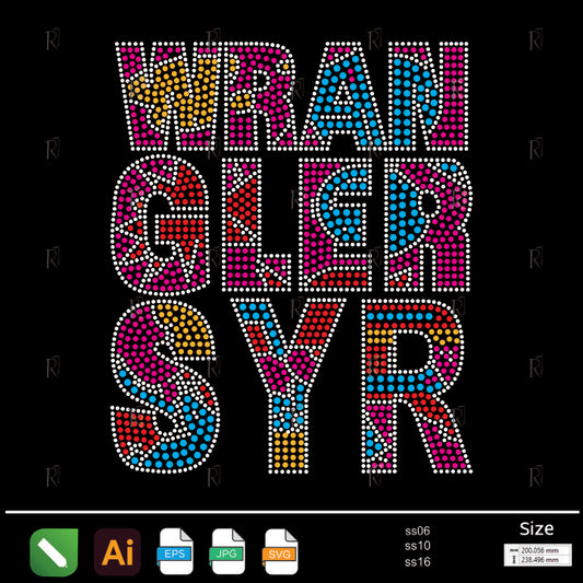 Wrangler SYR Text Mosaic Rhinestone – Premium Rhinestone Design by Rhinestone1