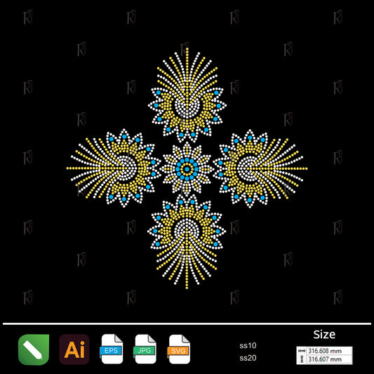Festive Radiance Rhinestone Medallion – Premium Rhinestone Design by Rhinestone1