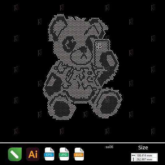 Honeycomb Teddy Bear – Premium Rhinestone Design by Rhinestone1