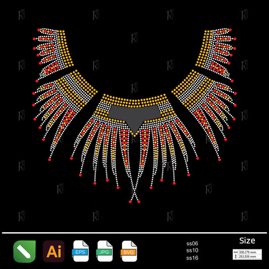 Tribal Royal Fringe Necklace Rhinestone – Premium Rhinestone Design by Rhinestone1