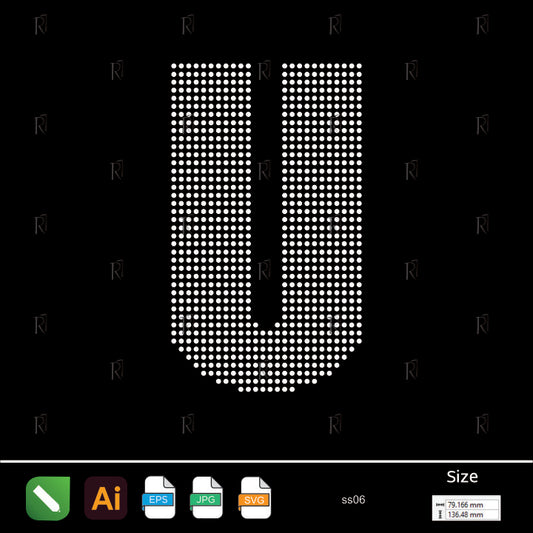 Rhinestone Letter U Bold – Premium Rhinestone Design by Rhinestone1