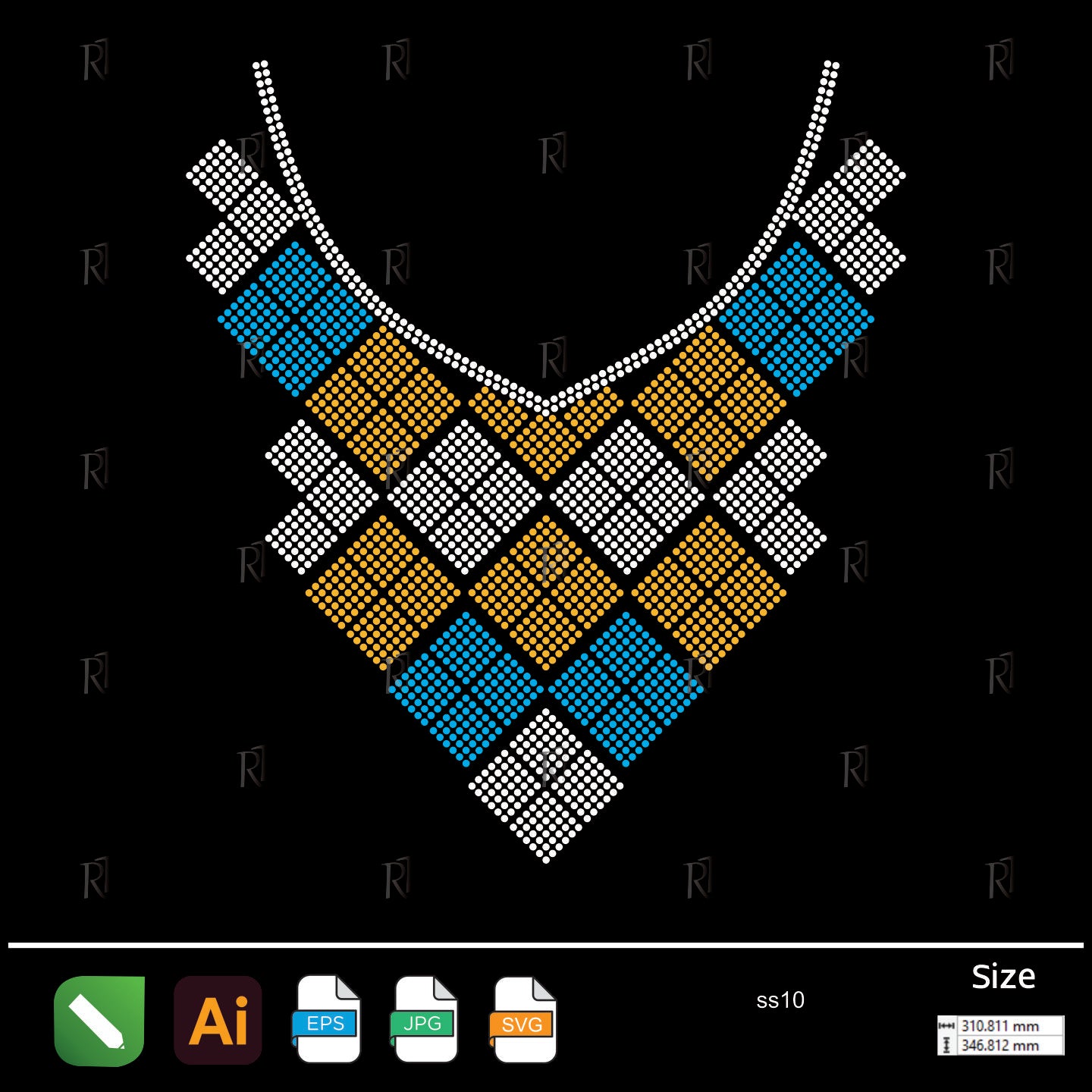 Tribal Mosaic Collar Rhinestone – Premium Rhinestone Design by Rhinestone1