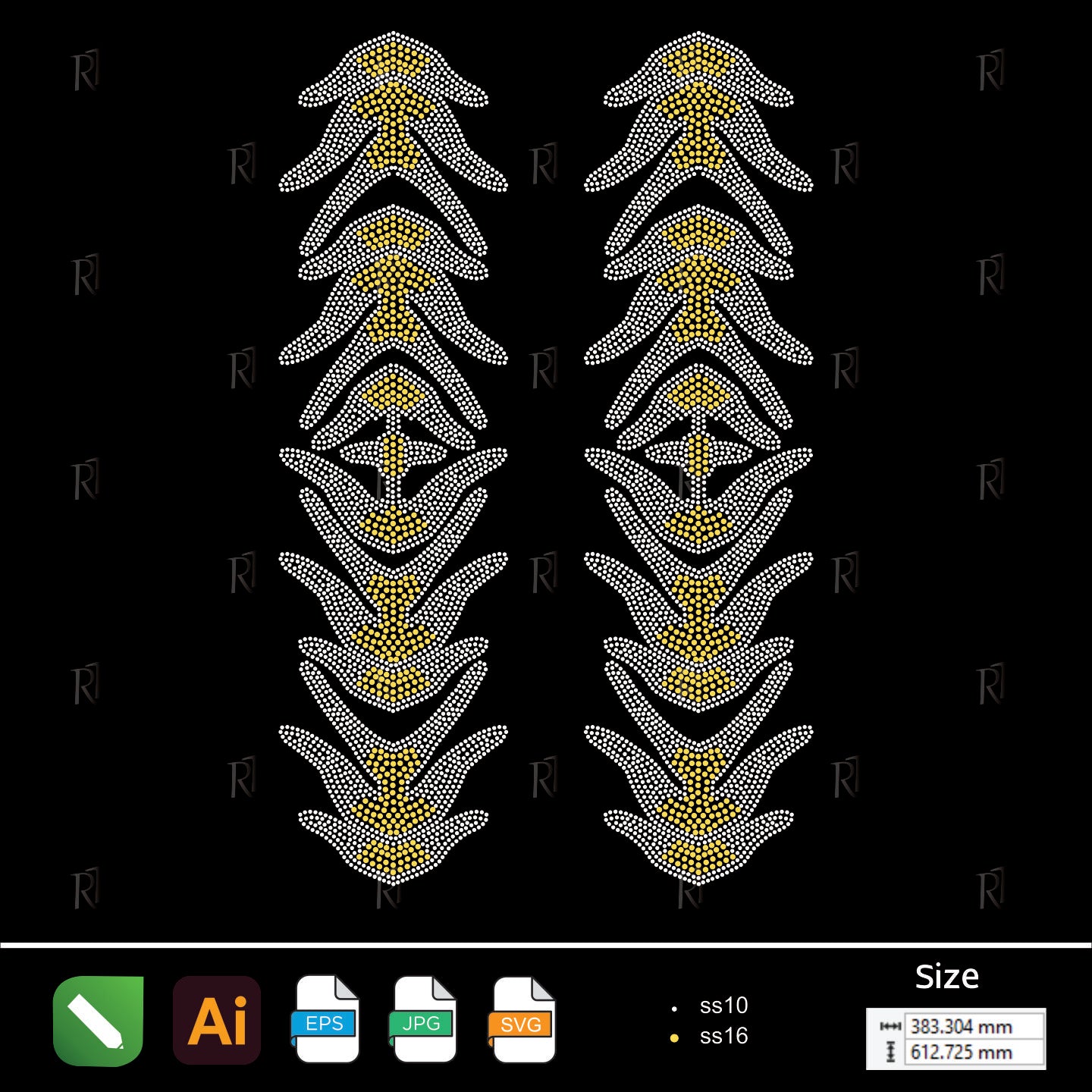 Golden Feather Chain Rhinestone – Premium Rhinestone Design by Rhinestone1