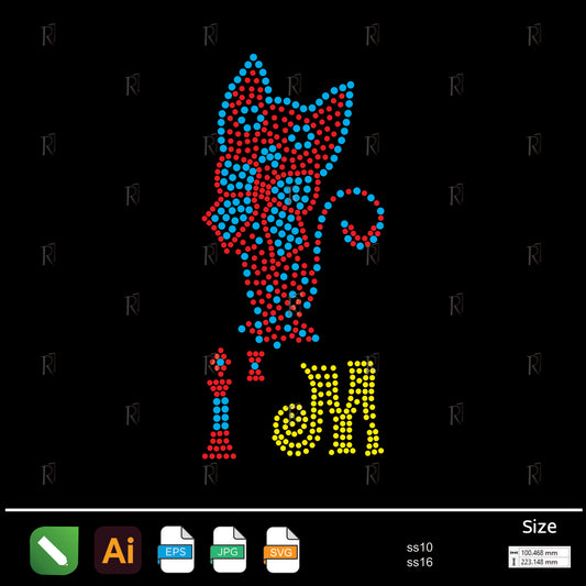 Cute Cat with Bow Rhinestone – Premium Rhinestone Design by Rhinestone1